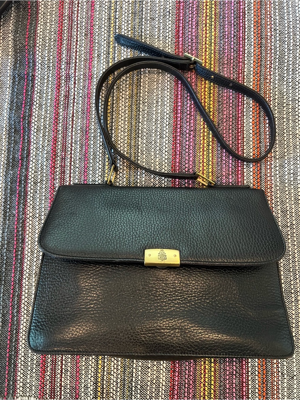 Mark Cross Pebbled Leather Shoulder/Crossbody Vintage Bag Black